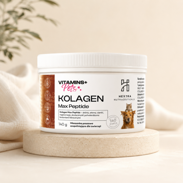 Kolagen Max Peptide PETS 140 g – kolagen rybi dla zwierząt na stawy, skórę, sierść i regenerację