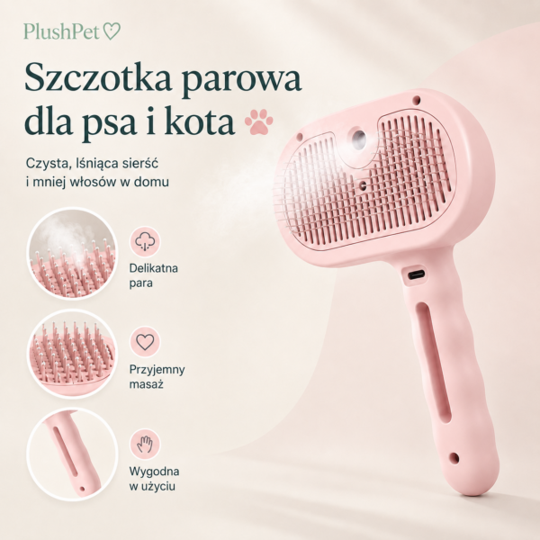 SZCZOTKA PAROWA RÓŻOWA Premium samoczyszcząca