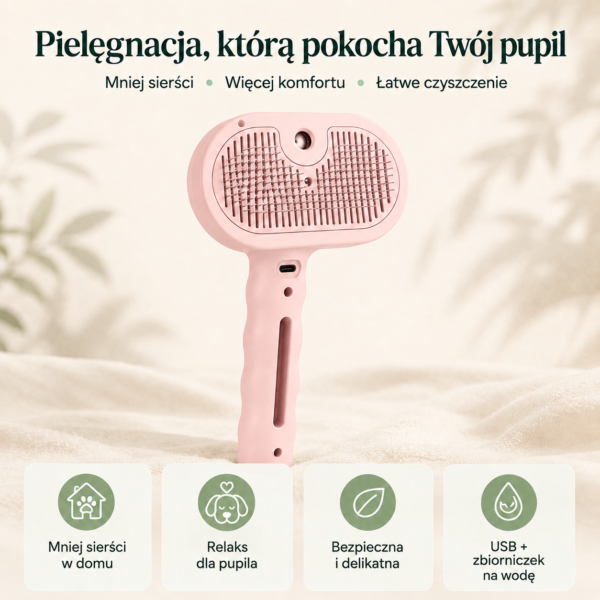 SZCZOTKA PAROWA RÓŻOWA Premium samoczyszcząca